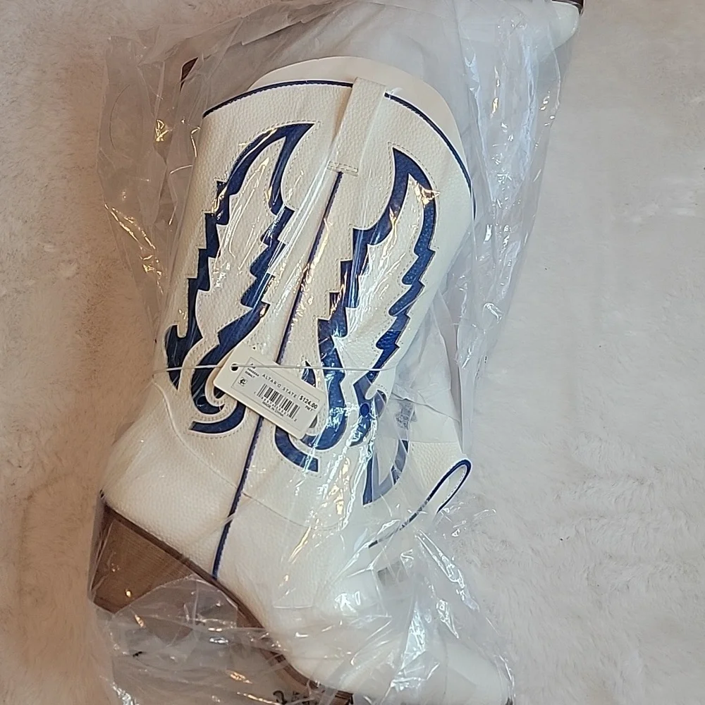 NWT Altar'd State Vanessa Gameday Boots In Cobalt Blue. Size 7. - Picture 3 of 6